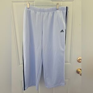 Adidas Light Blue Track Pants with Black Side Stripes Size L